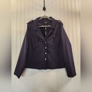 Eden Society Women's Navy Utility Jacket Size 2XL Pockets Military Snap Buttons